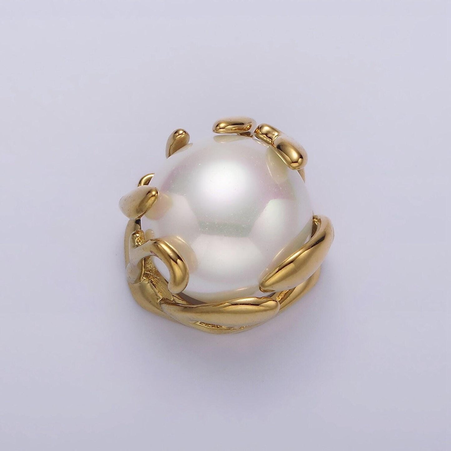 18k gold filled 16mm white shell pearl molten drip connector | g785