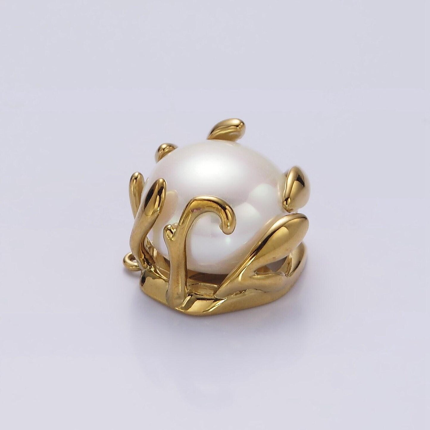 18k gold filled 16mm white shell pearl molten drip connector | g785