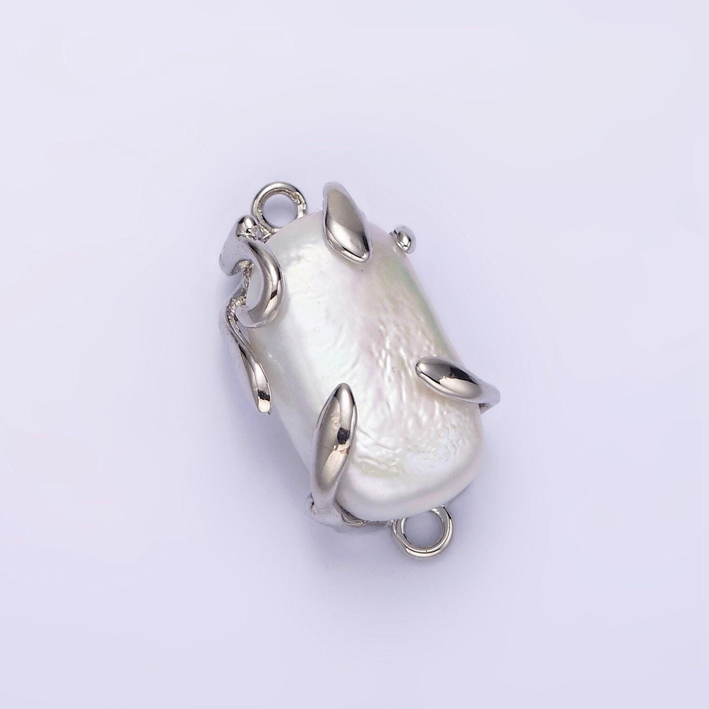 18k gold filled white baroque freshwater pearl molten drip connector in gold & silver | g726 g784