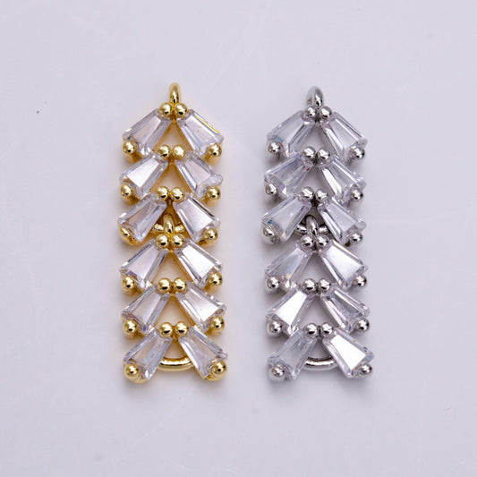 16k gold filled clear cz multiple baguette bar drop charm in gold & silver | g778 g779