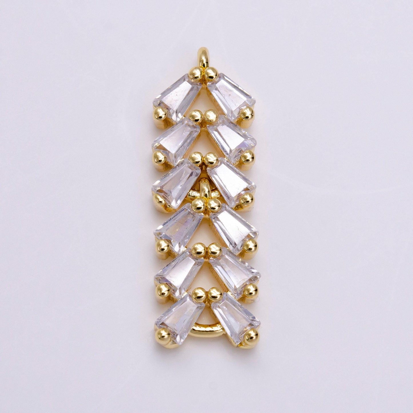 16k gold filled clear cz multiple baguette bar drop charm in gold & silver | g778 g779