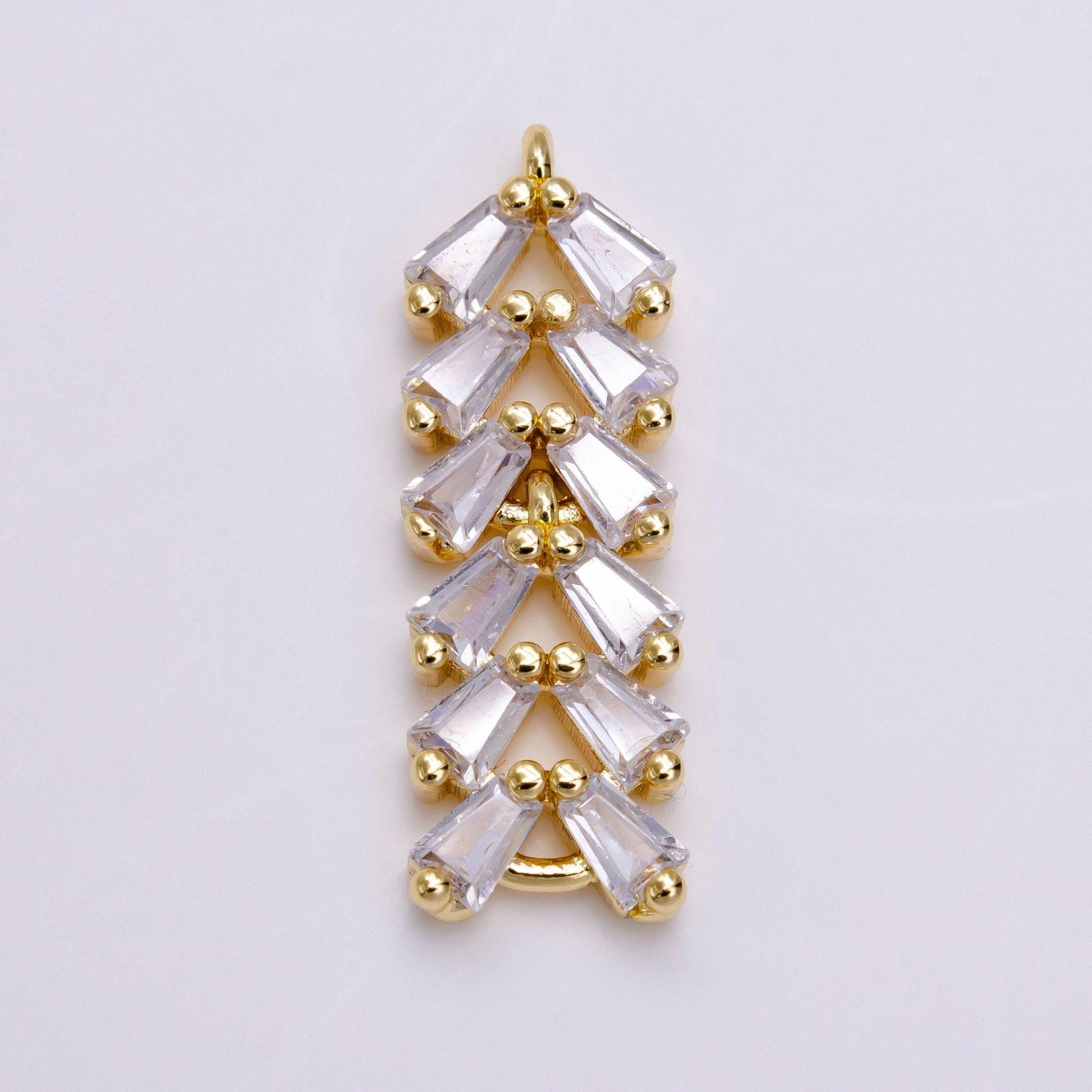 16k gold filled clear cz multiple baguette bar drop charm in gold & silver | g778 g779