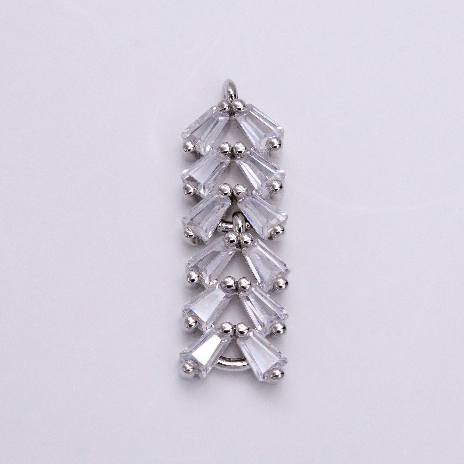 16k gold filled clear cz multiple baguette bar drop charm in gold & silver | g778 g779