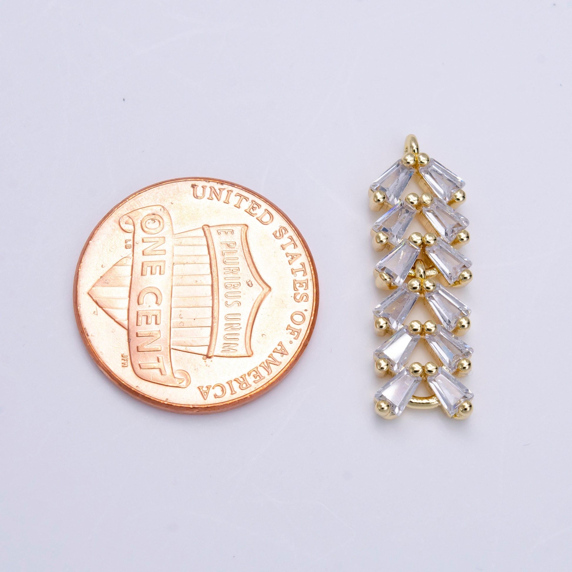 16k gold filled clear cz multiple baguette bar drop charm in gold & silver | g778 g779