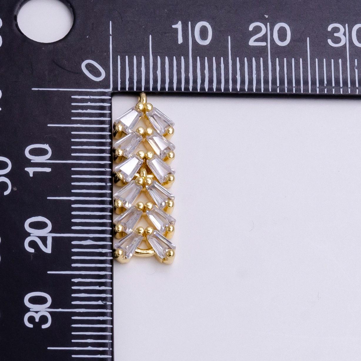16k gold filled clear cz multiple baguette bar drop charm in gold & silver | g778 g779