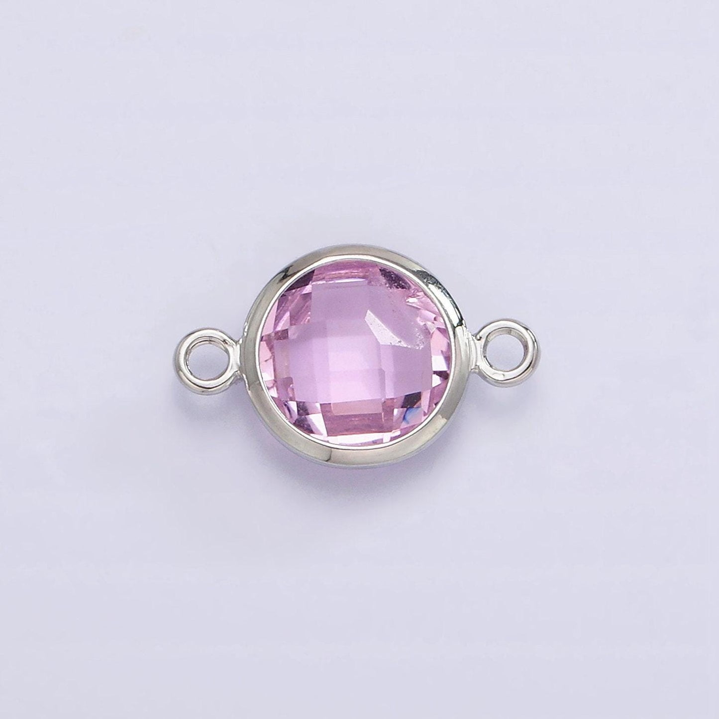Mini white gold filled cubic zirconia link connector color faceted crystal charm connector birthstone silver link connector g754-764