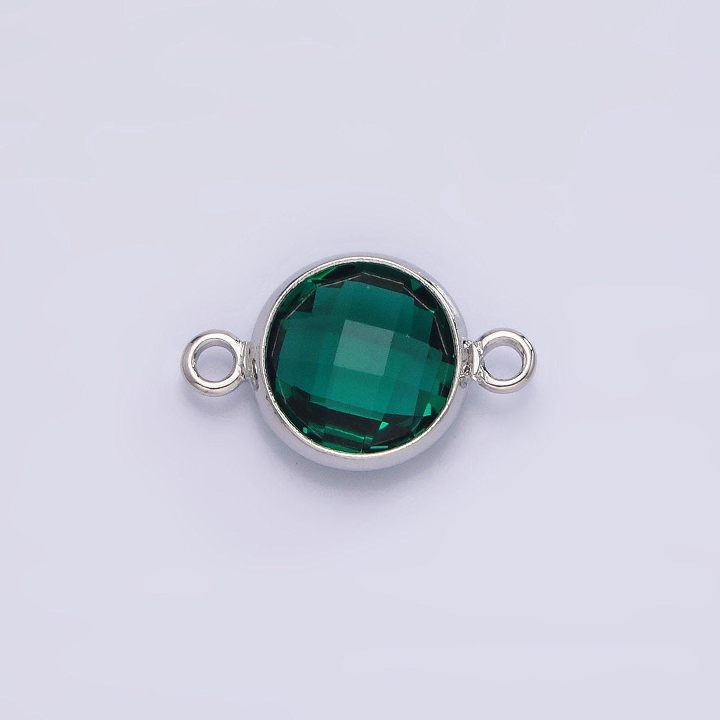 Mini white gold filled cubic zirconia link connector color faceted crystal charm connector birthstone silver link connector g754-764