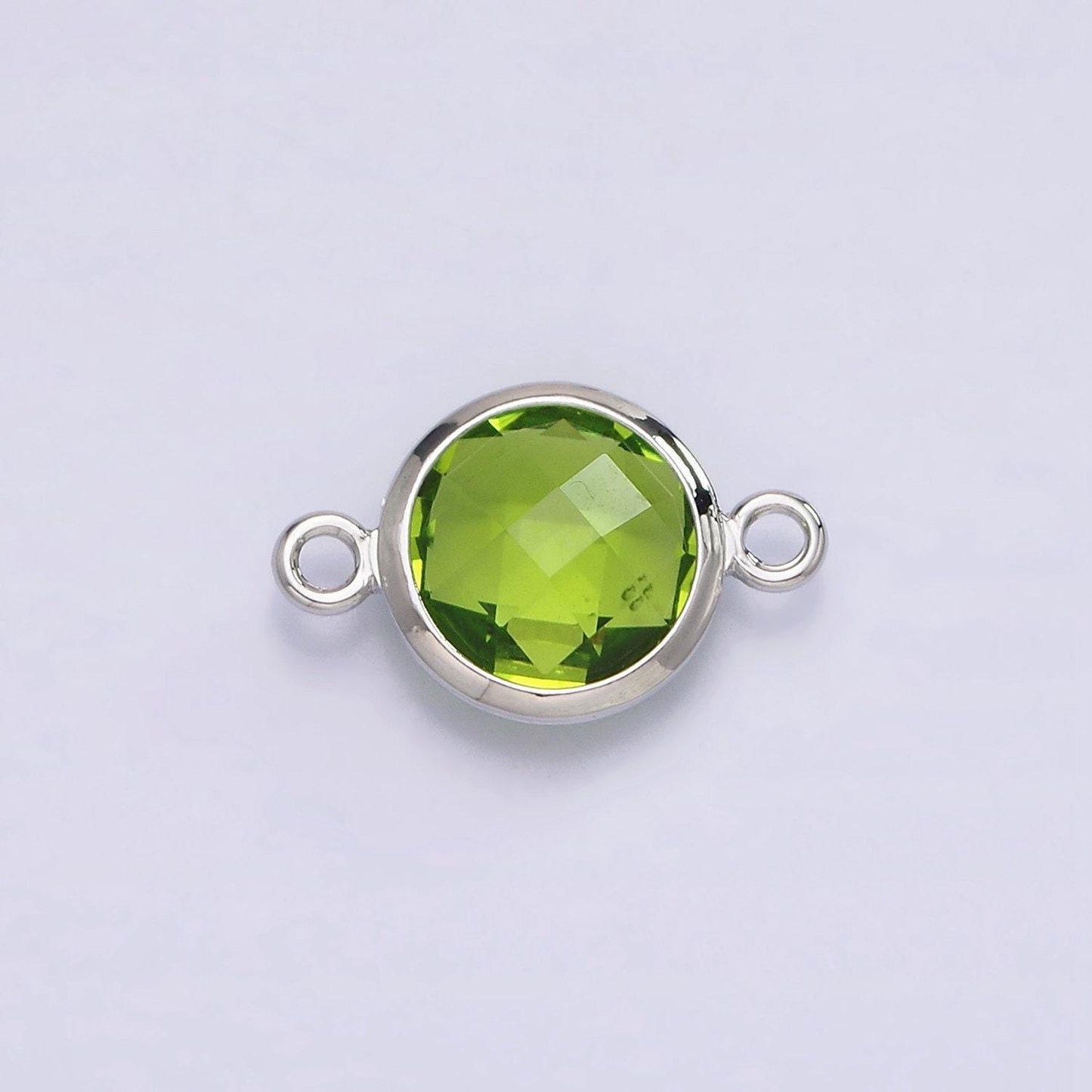 Mini white gold filled cubic zirconia link connector color faceted crystal charm connector birthstone silver link connector g754-764