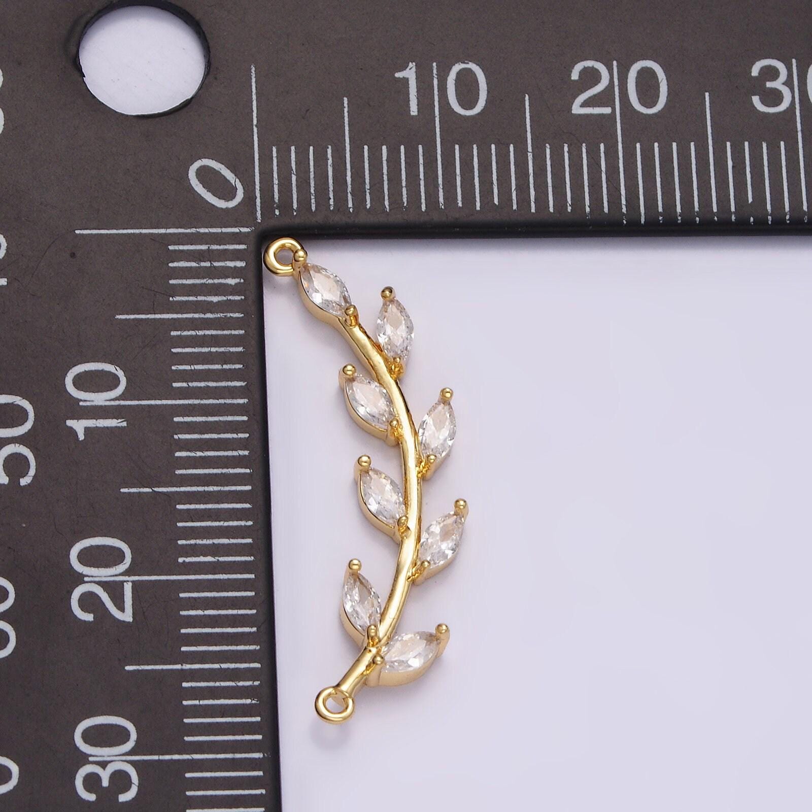 16k gold filled clear marquise leaf curved 26.7mm connector | g708