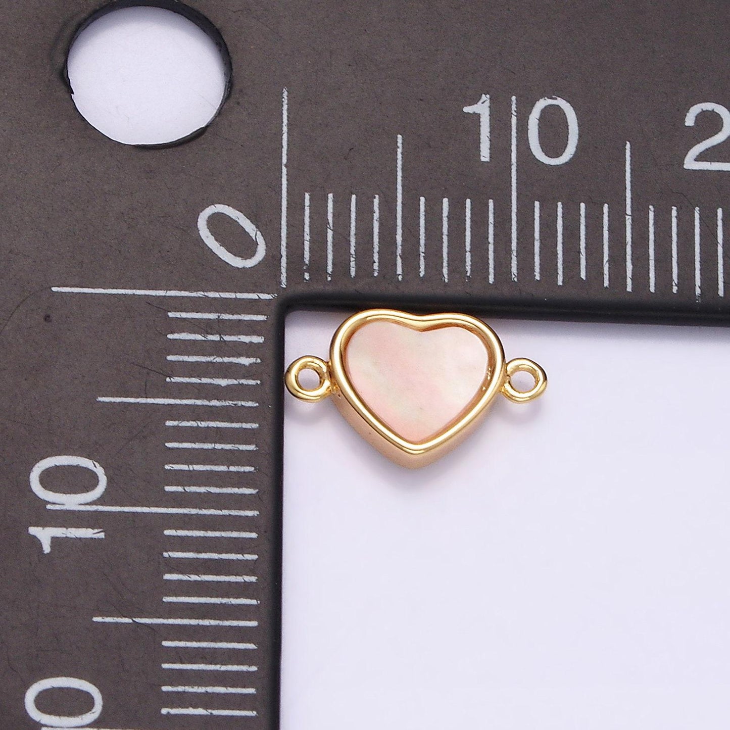 Small pearl heart connector 2 loop gold filled heart charm connector for necklace bracelet wedding, anniversary mother's day gift g-701