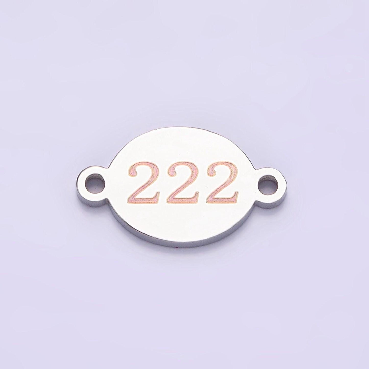 Stainless steel angel number numerology engraved oval connector tarnish free charm connector for bracelet necklace supply | g-672