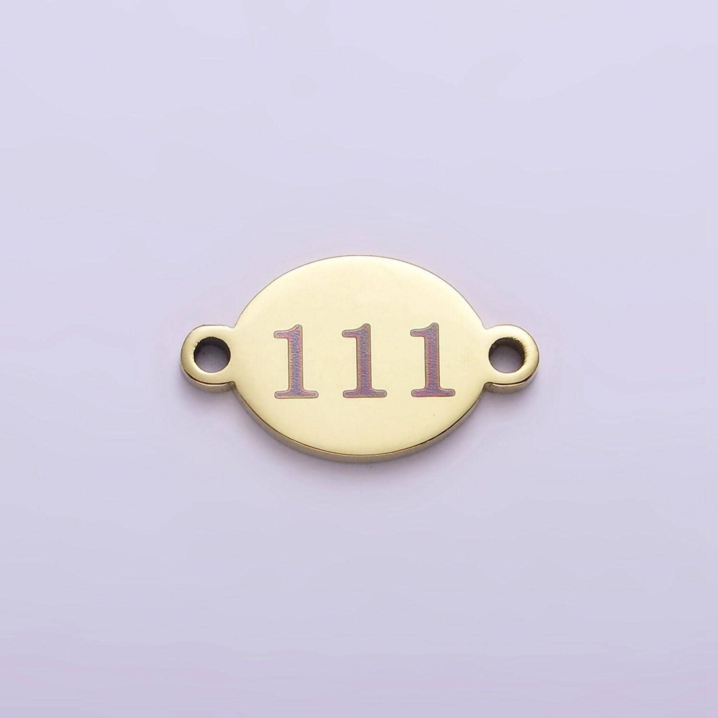 Stainless steel gold angel number numerology engraved oval connector tarnish free charm connector for bracelet necklace supply | g-672