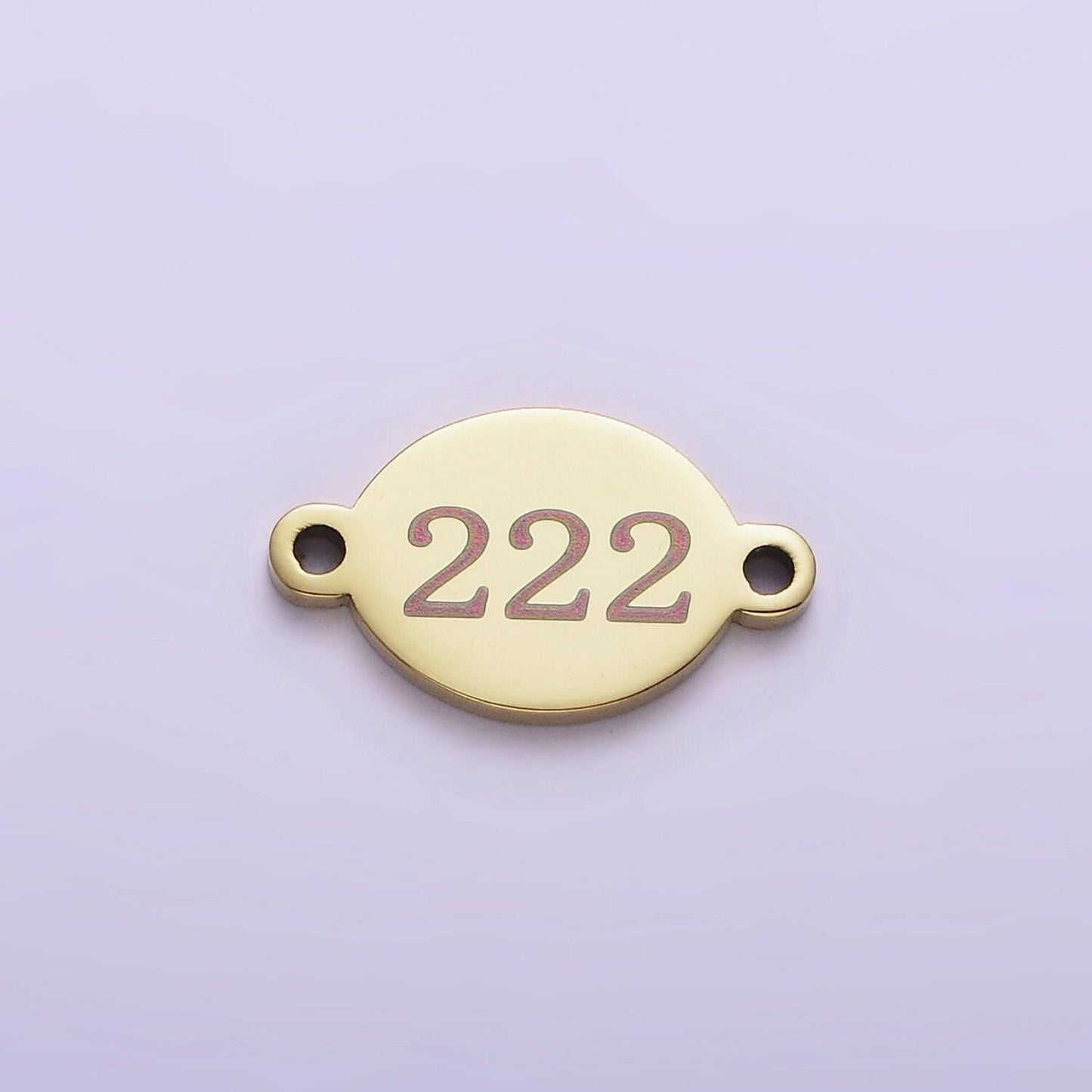 Stainless steel gold angel number numerology engraved oval connector tarnish free charm connector for bracelet necklace supply | g-672