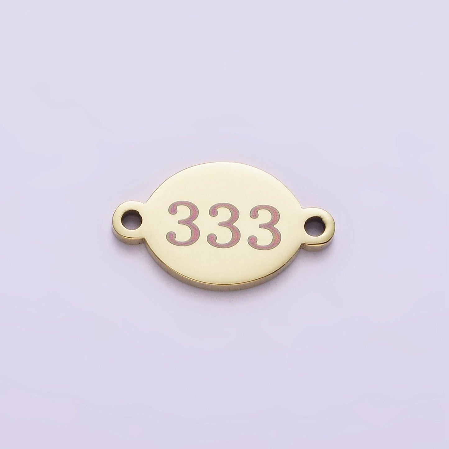 Stainless steel gold angel number numerology engraved oval connector tarnish free charm connector for bracelet necklace supply | g-672