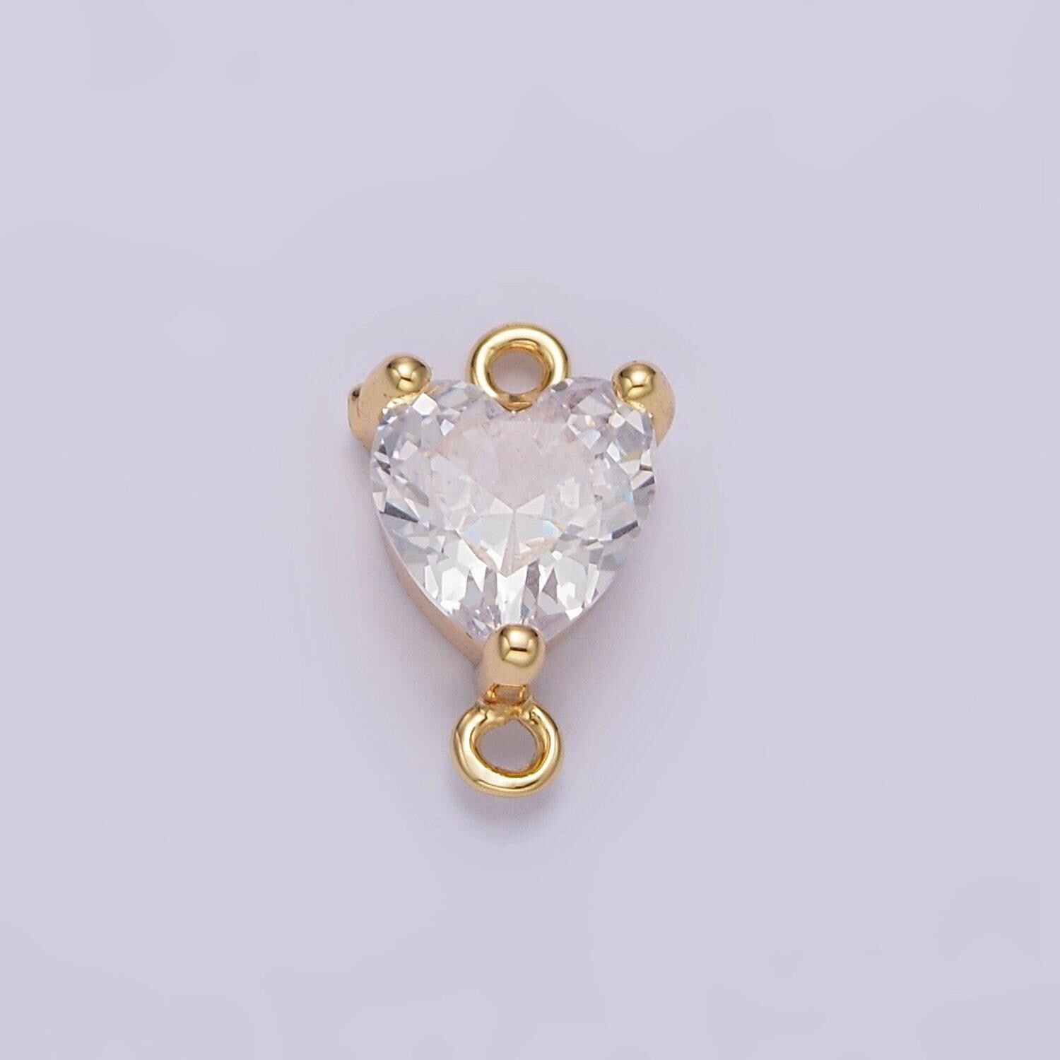 Dainty heart charm earring connector, dangle star charm necklace link connector charms gold micro pave g-665