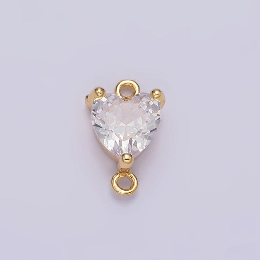 Dainty heart charm earring connector, dangle star charm necklace link connector charms gold micro pave g-665