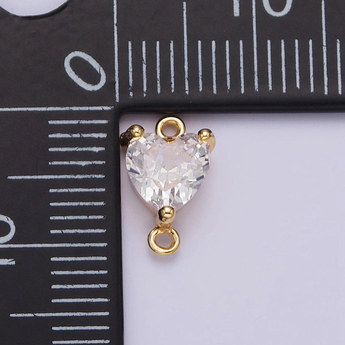 Dainty heart charm earring connector, dangle star charm necklace link connector charms gold micro pave g-665