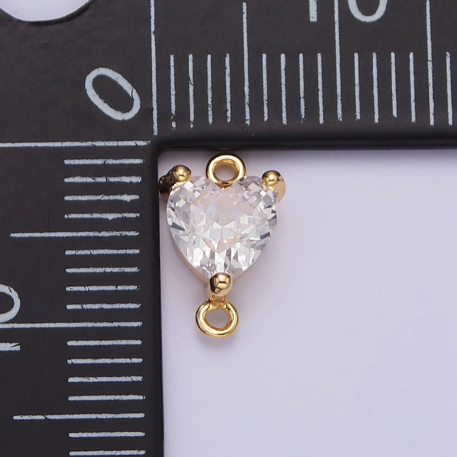 Dainty heart charm earring connector, dangle star charm necklace link connector charms gold micro pave g-665