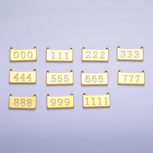 Dainty gold filled angel number charm connector gold bar lucky number for necklace bracelet component personalized jewelry | g610-615