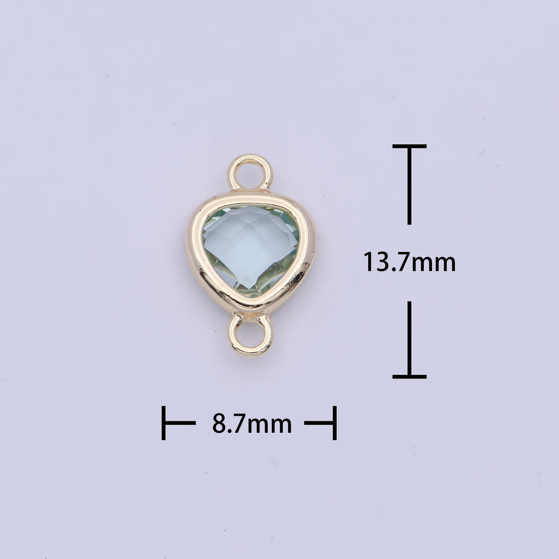 Sea glass green cz upside down round reuleaux triangle pendant, 24k gold plated micro paved faint green cz reuleaux shape charm | g-550