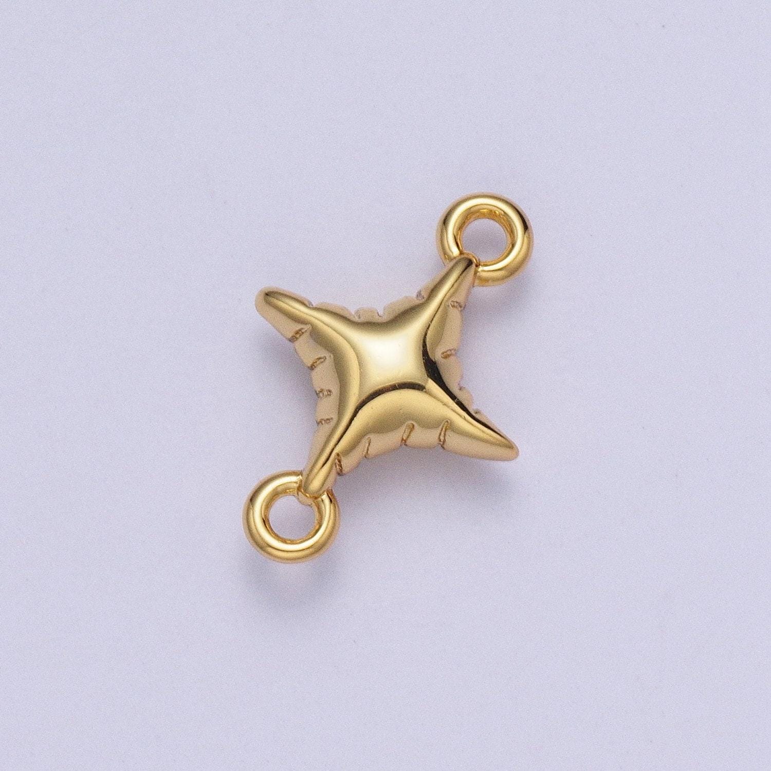 Dainty north star balloon charm connector, 24k gold plated minimalistic bright polaris balloon link connector for bracelet necklace | g-528
