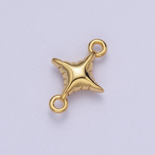 Dainty north star balloon charm connector, 24k gold plated minimalistic bright polaris balloon link connector for bracelet necklace | g-528