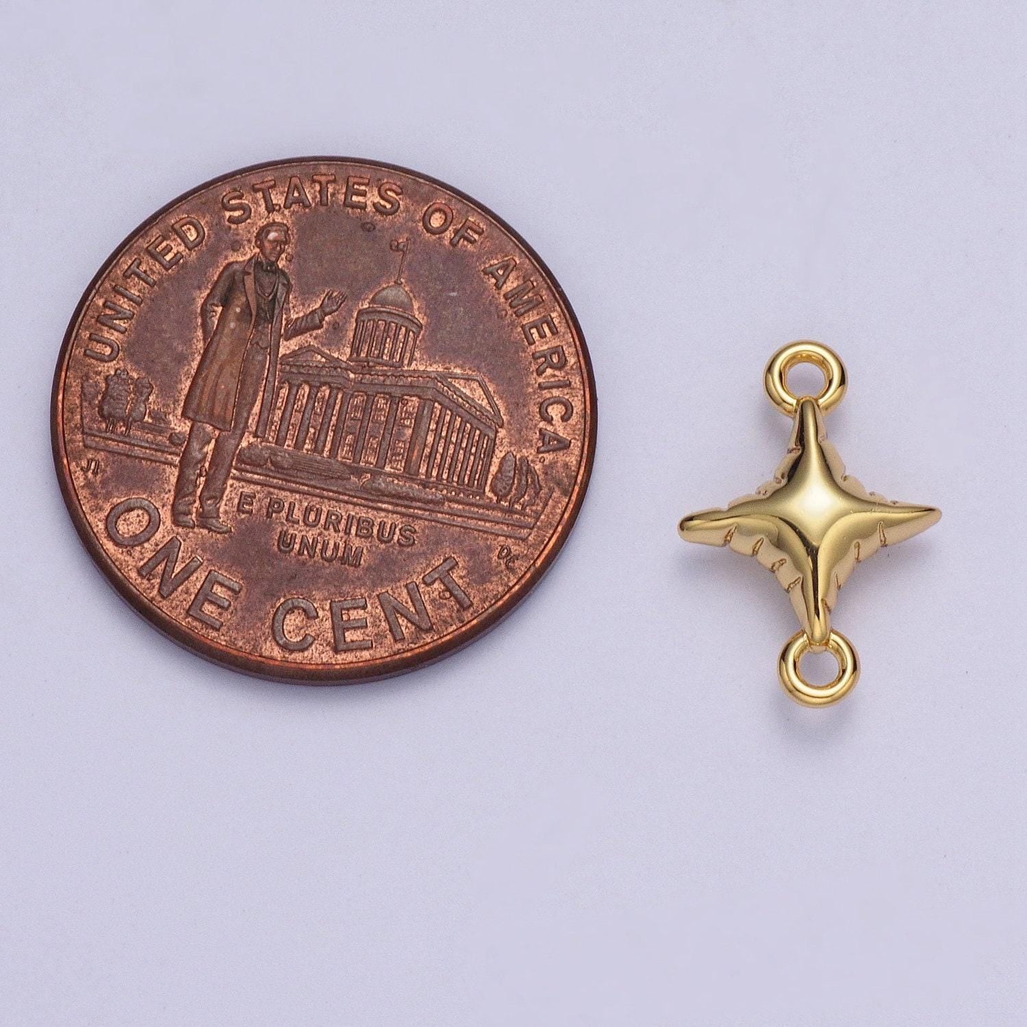 Dainty north star balloon charm connector, 24k gold plated minimalistic bright polaris balloon link connector for bracelet necklace | g-528