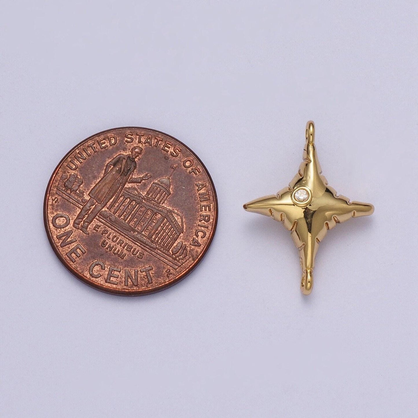 Dainty cz north star balloon charm connector, 24k gold plated micro pave cz bright polaris balloon connector for bracelet necklace | g-527