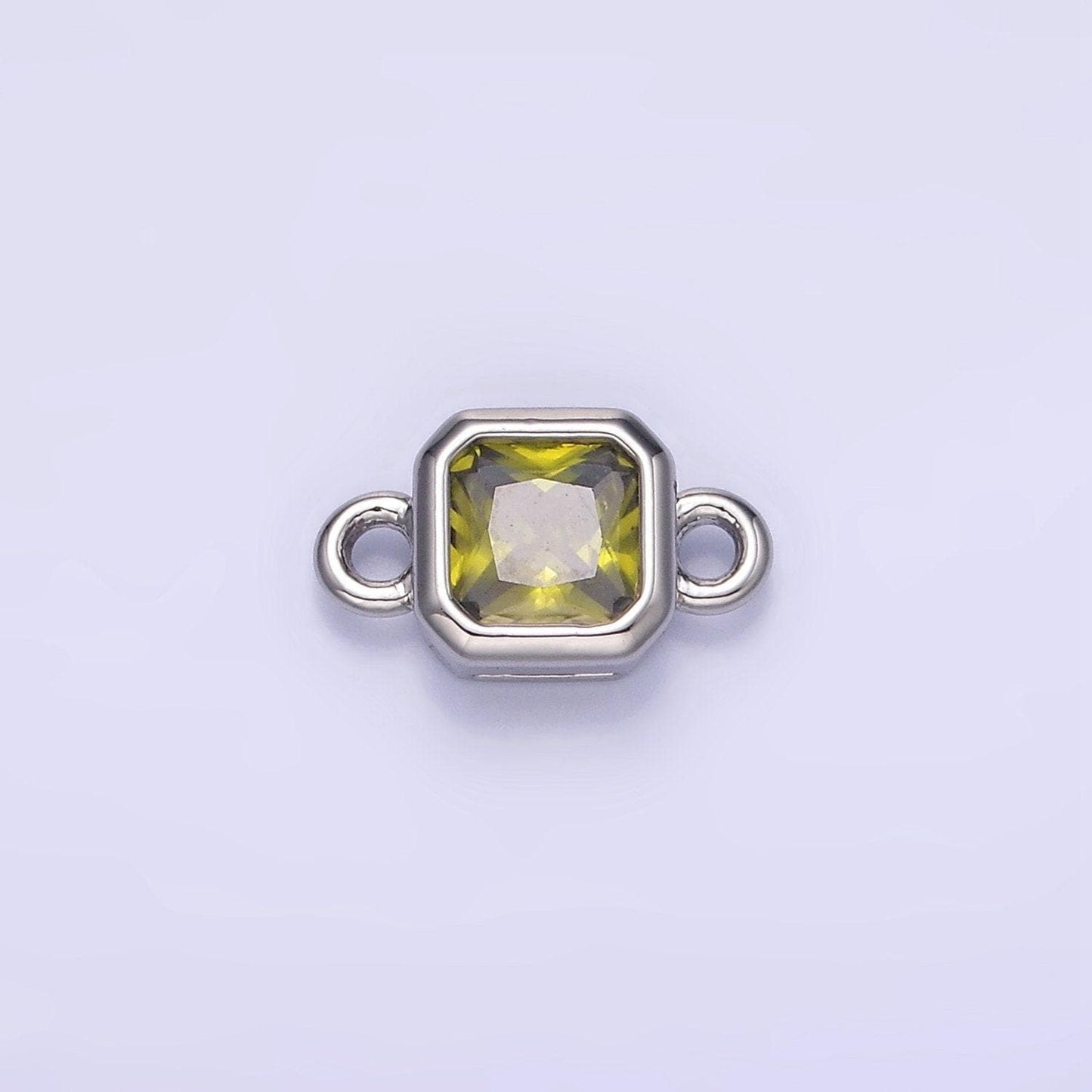 Bezel connector, cz edged square in silver | g472--483