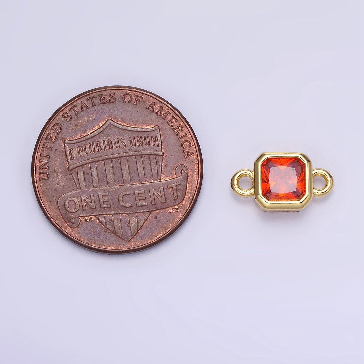 Bezel connector, cz edged square in silver | g472--483