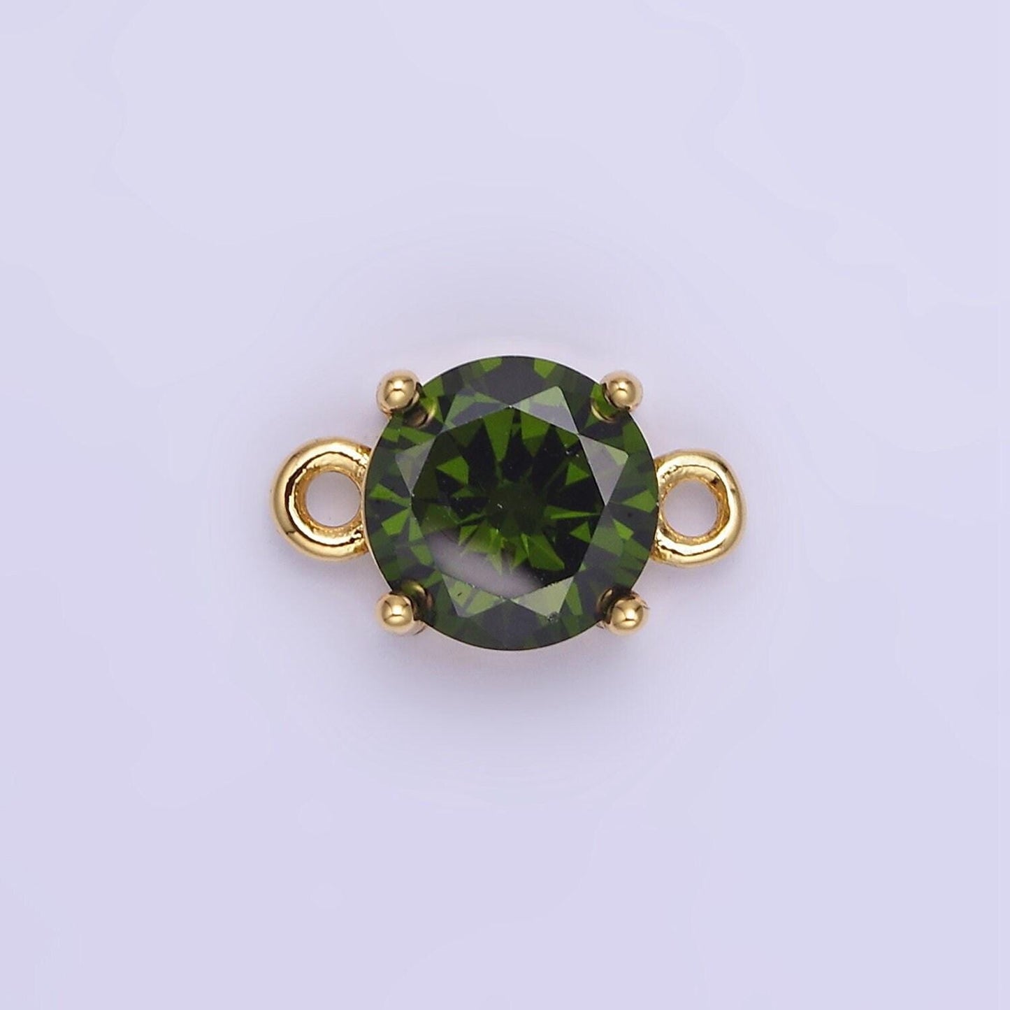 14k gold filled 8mm round cz birth month personalized connector round link connector for bracelet component | g-394