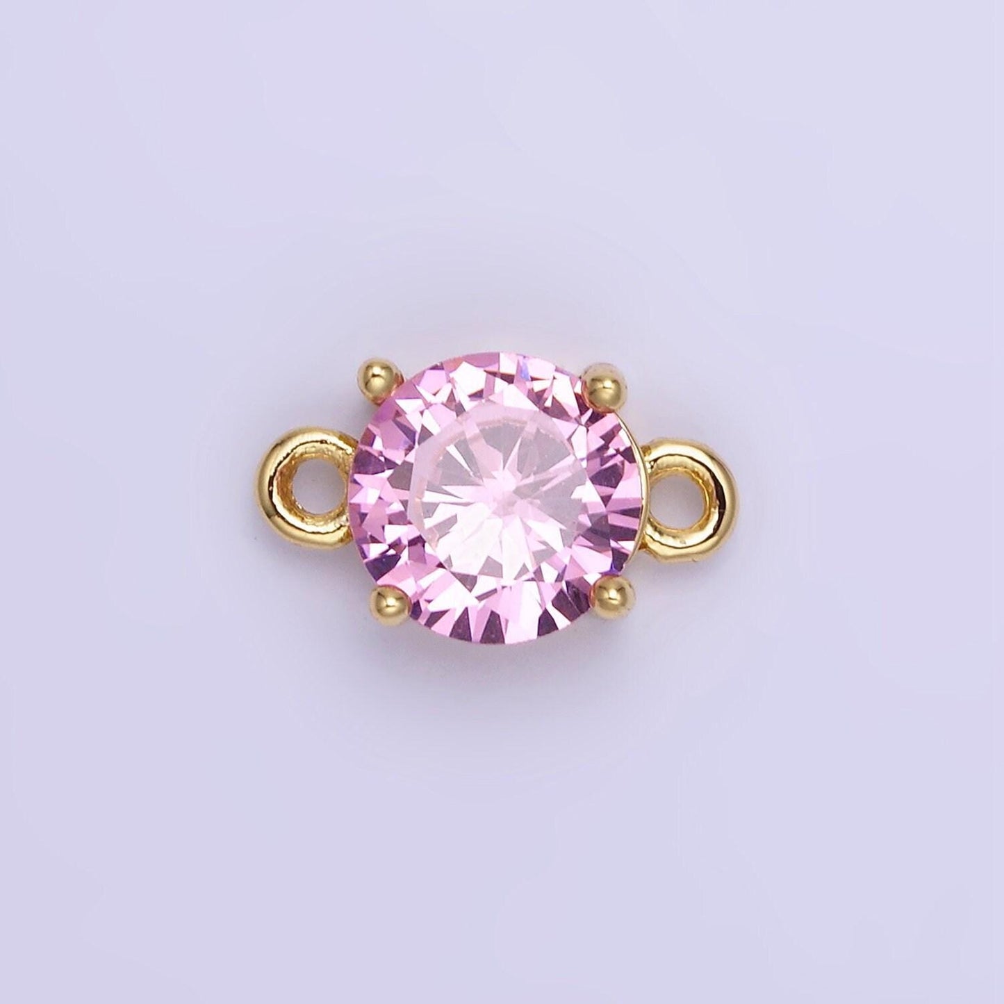 14k gold filled 8mm round cz birth month personalized connector round link connector for bracelet component | g-394
