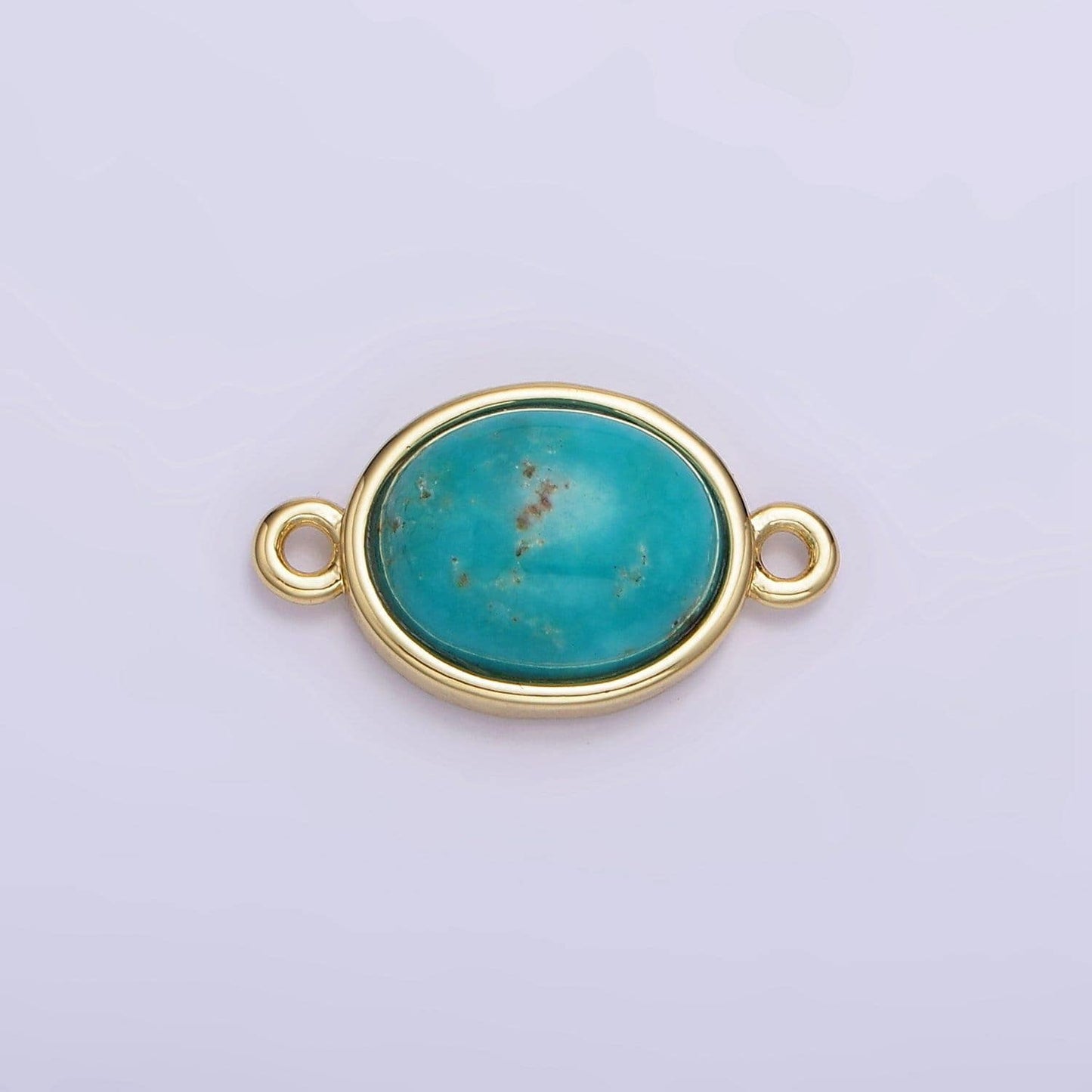 14k gold filled turquoise gemstone oval bezel connector | g-357