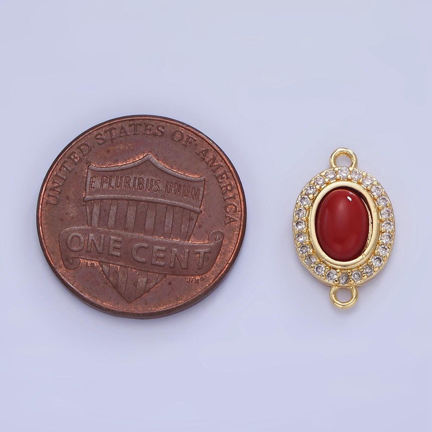14k gold filled red carnelian oval bezel cut charm connector turquoise bead stone link connetor with cz edges for bracelet component | g353