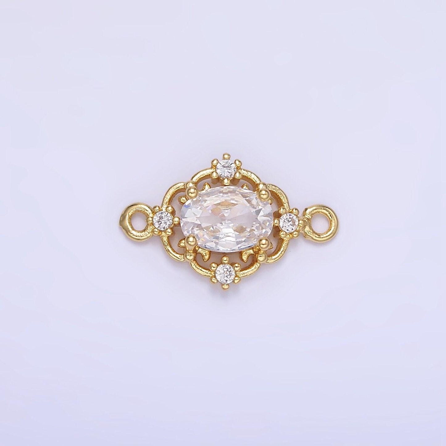 14k gold filled clear, green, red cz artisan connector | g350 - g351
