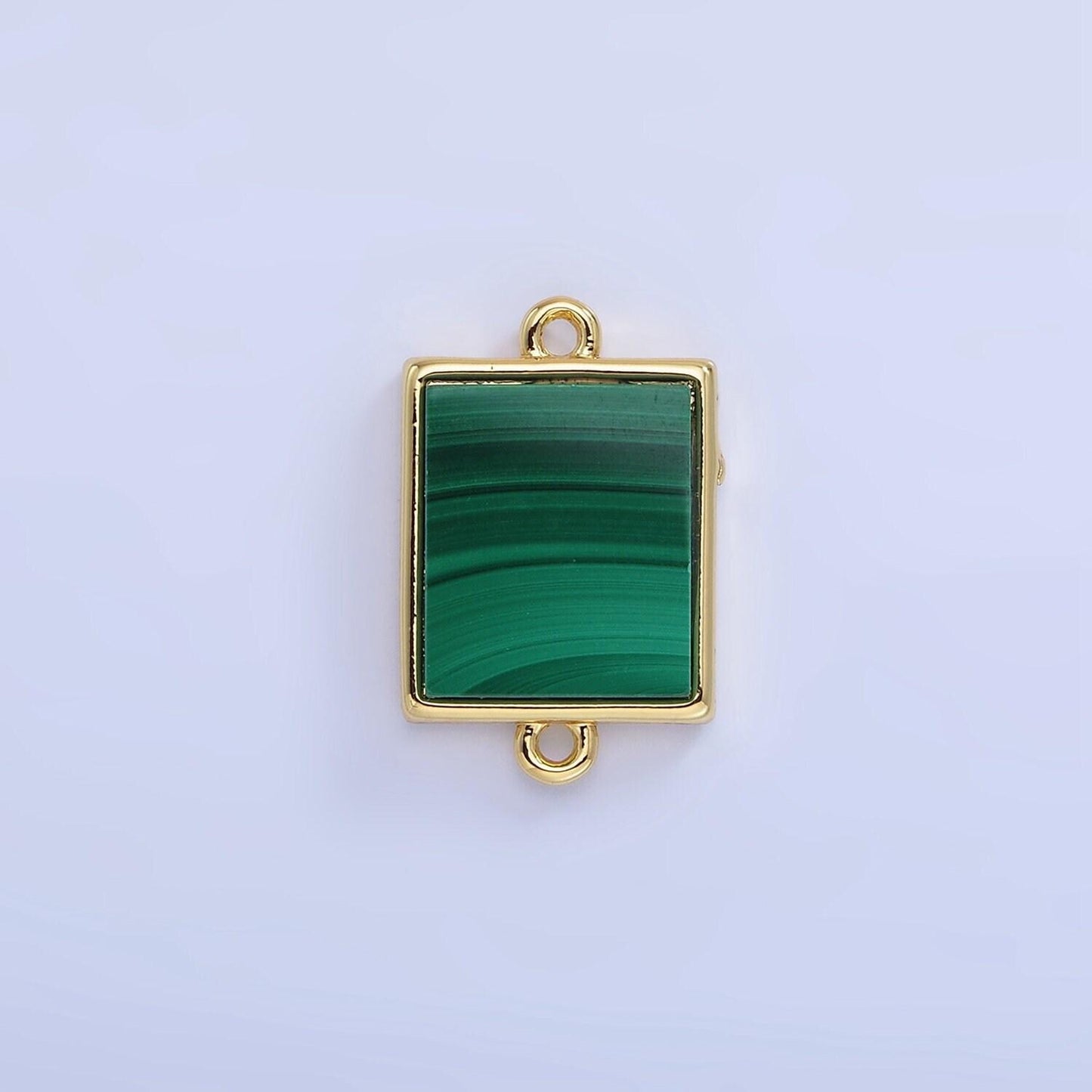 14k gold filled dainty square bezel charm green malachite charm connector for bracelet necklace earring link connector g335