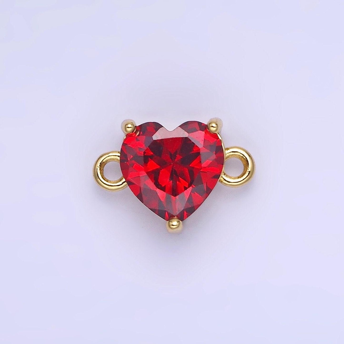 14k gold filled 9mm cz cubic zirconia heart connector | g324-g331