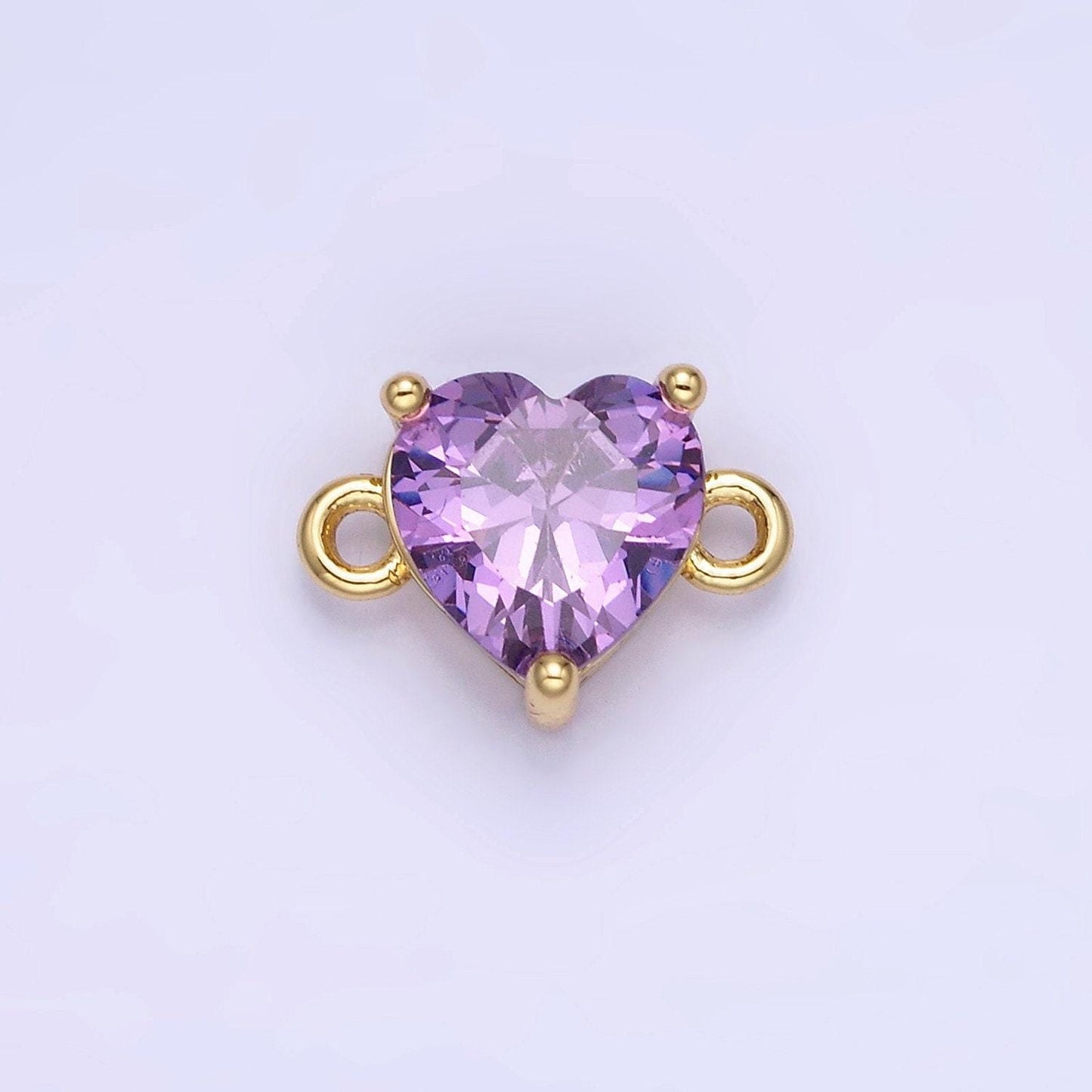 14k gold filled 9mm cz cubic zirconia heart connector | g324-g331