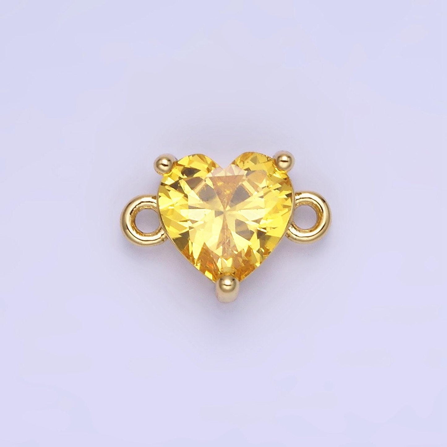 14k gold filled 9mm cz cubic zirconia heart connector | g324-g331