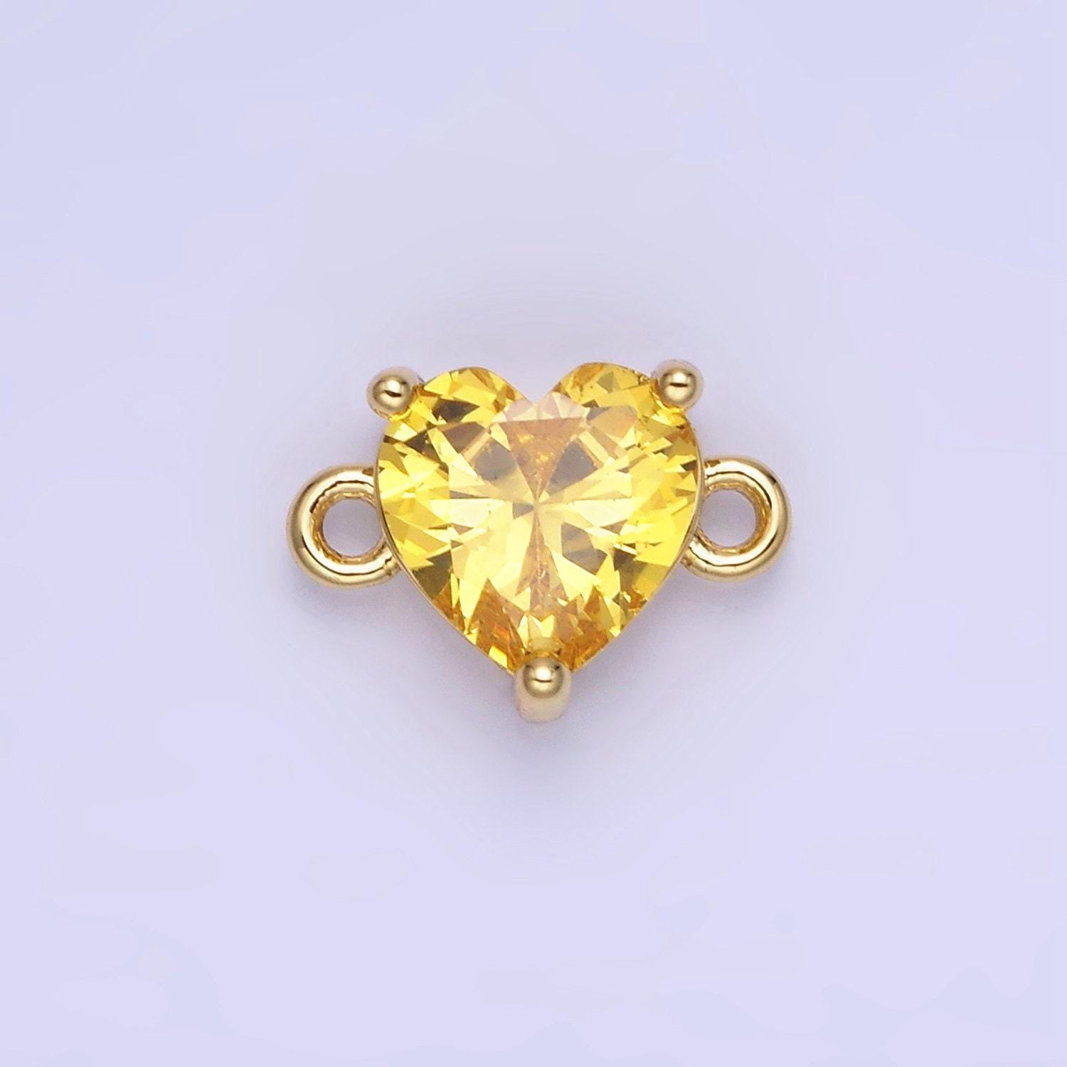 14k gold filled 9mm cz cubic zirconia heart connector | g324-g331
