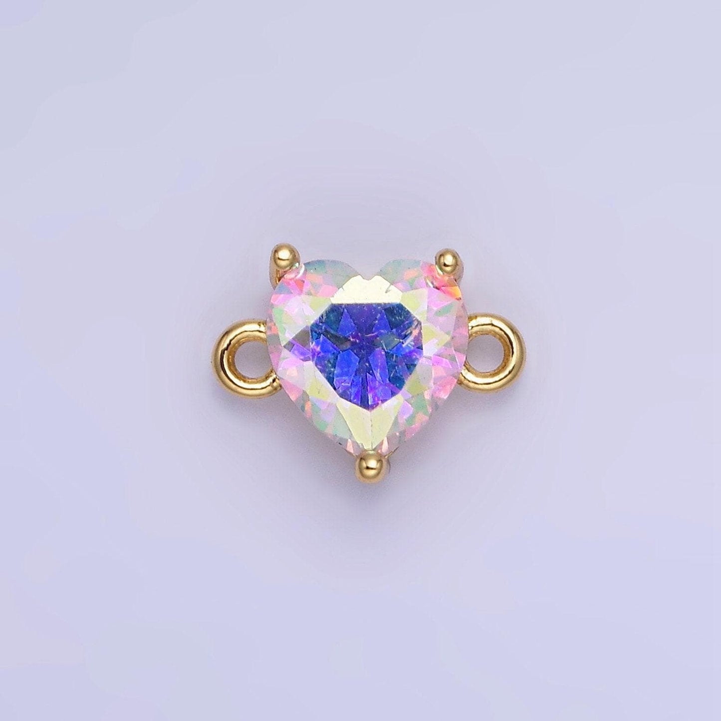 14k gold filled 9mm cz cubic zirconia heart connector | g324-g331