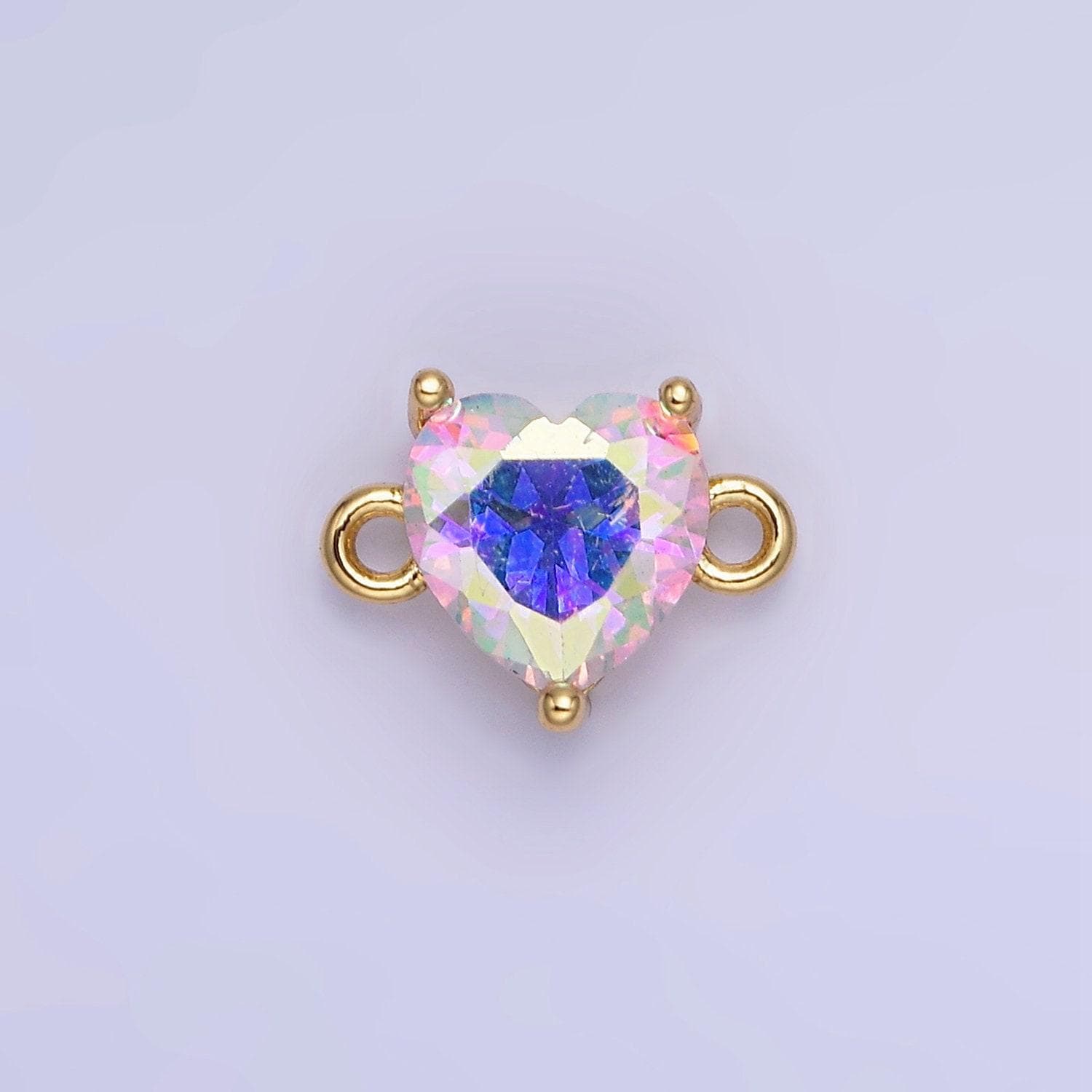 14k gold filled 9mm cz cubic zirconia heart connector | g324-g331