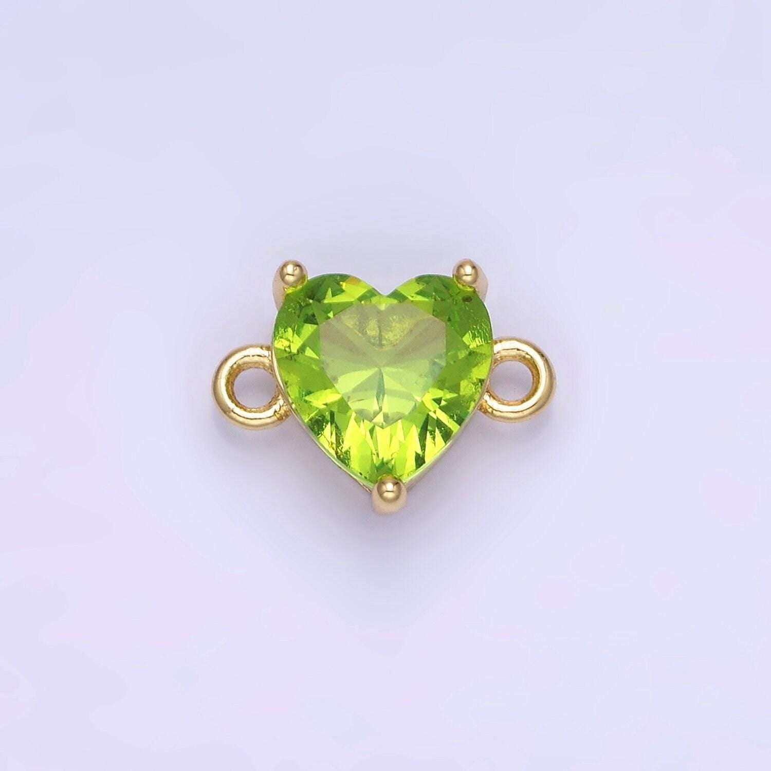 14k gold filled 9mm cz cubic zirconia heart connector | g324-g331