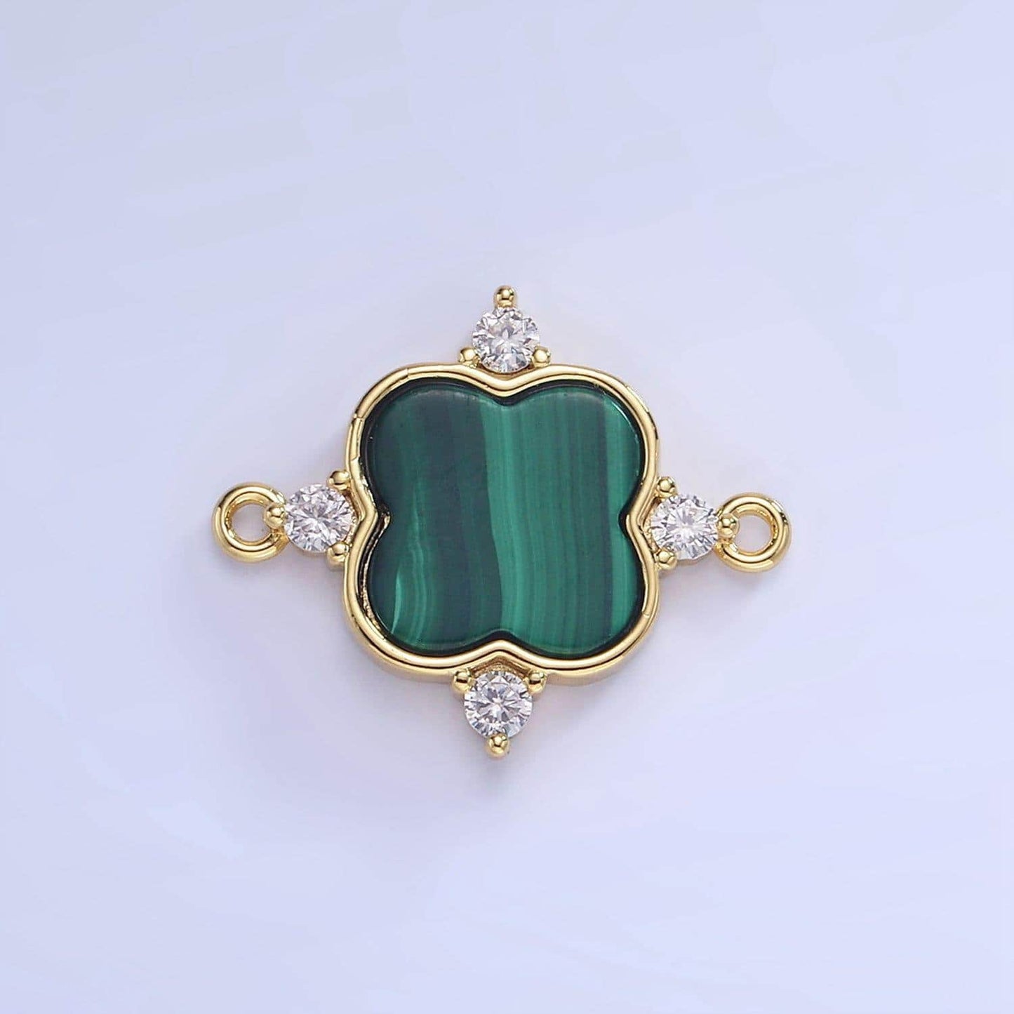 Dainty gold flower malachite charm connector for bracelet link connector g-323