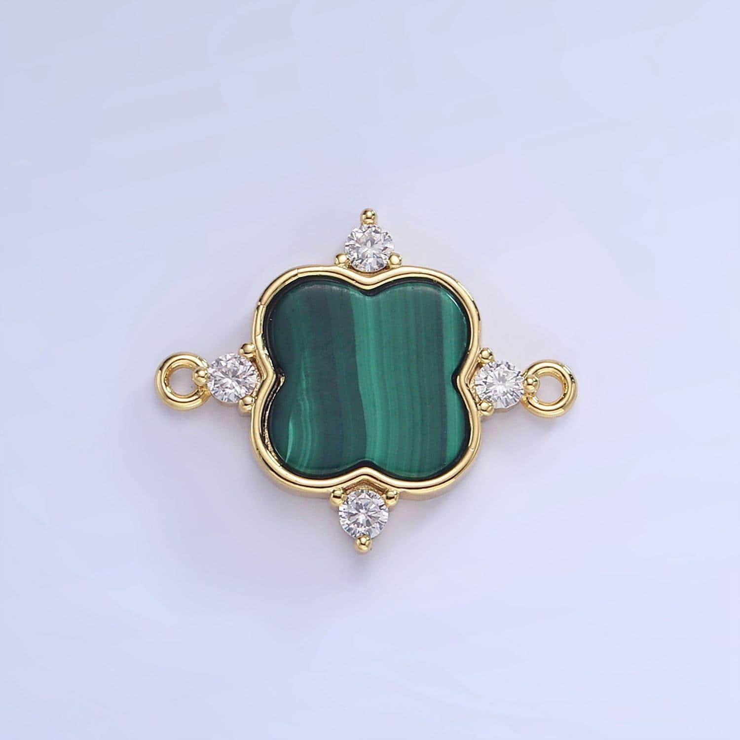 Dainty gold flower malachite charm connector for bracelet link connector g-323