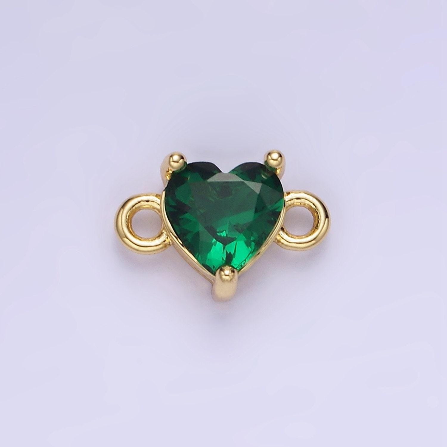14k gold filled 7mm cubic zirconia cz heart connector colorful stone for bracelet link conenctor | g314 - g322