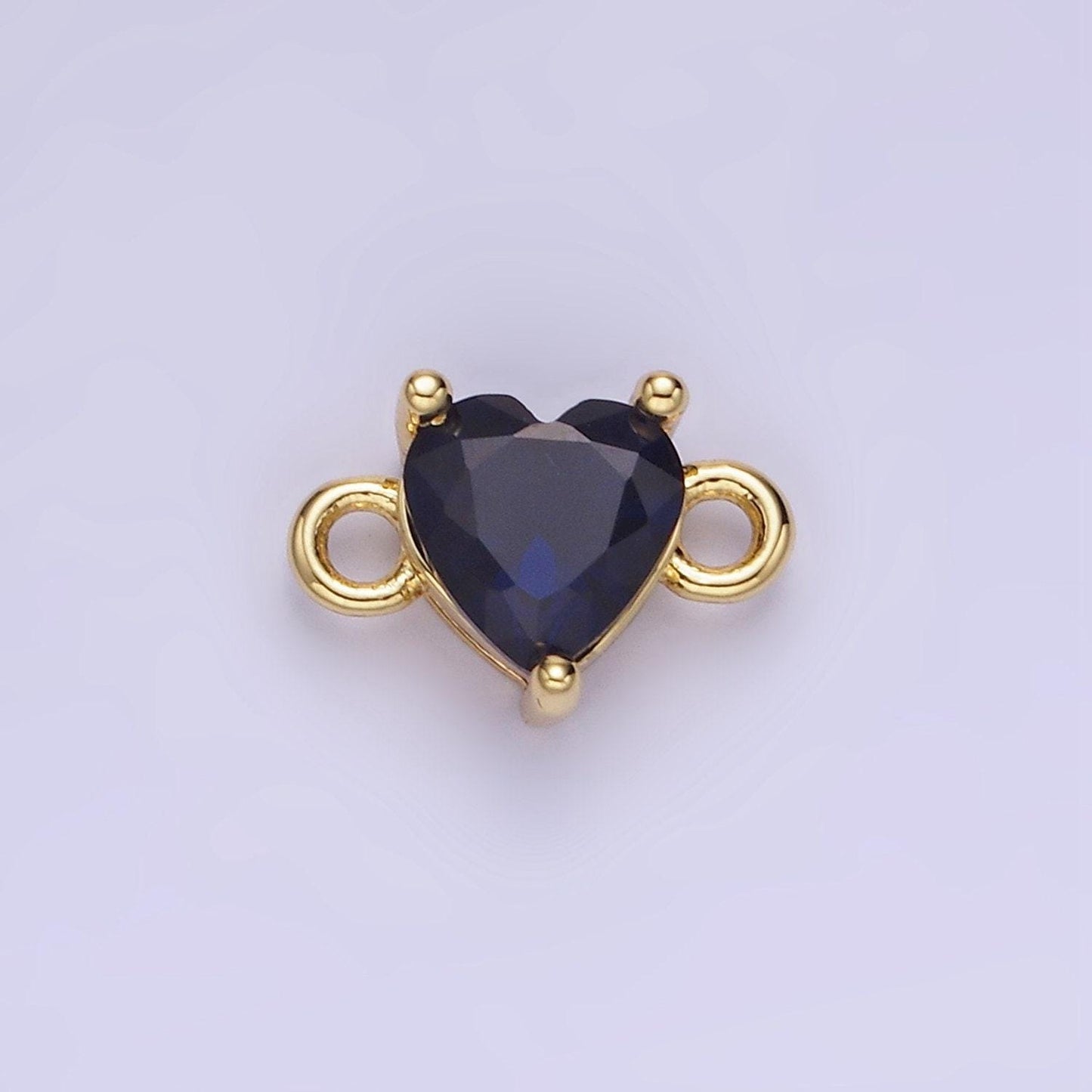 14k gold filled 7mm cubic zirconia cz heart connector colorful stone for bracelet link conenctor | g314 - g322