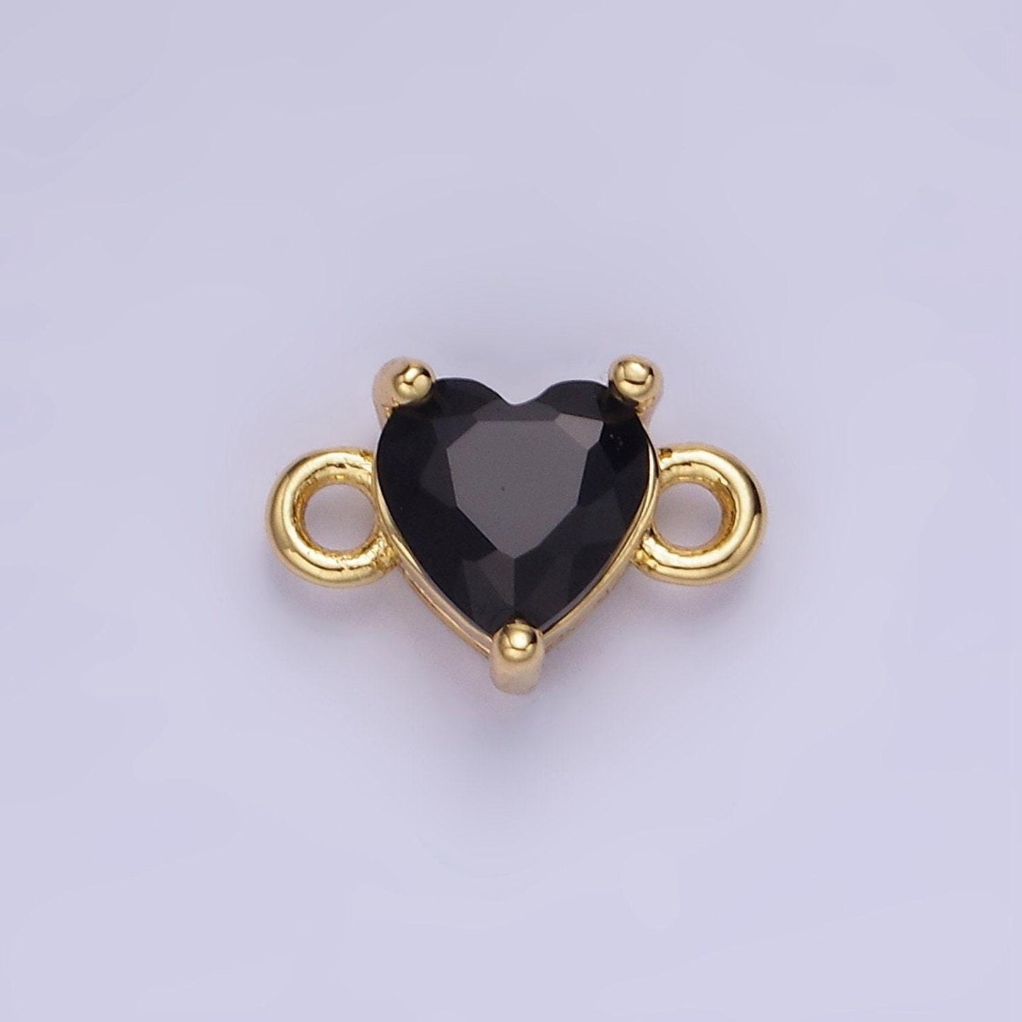 14k gold filled 7mm cubic zirconia cz heart connector colorful stone for bracelet link conenctor | g314 - g322