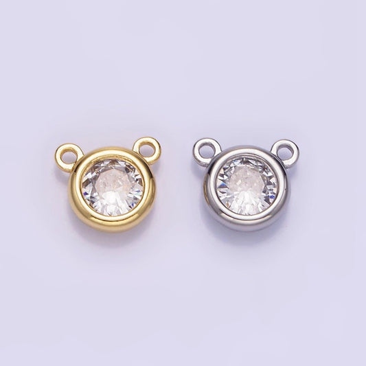 7mm cz link connector in gold filled, jewelry findings cubic zirconia link connector for bracelet necklace component g309