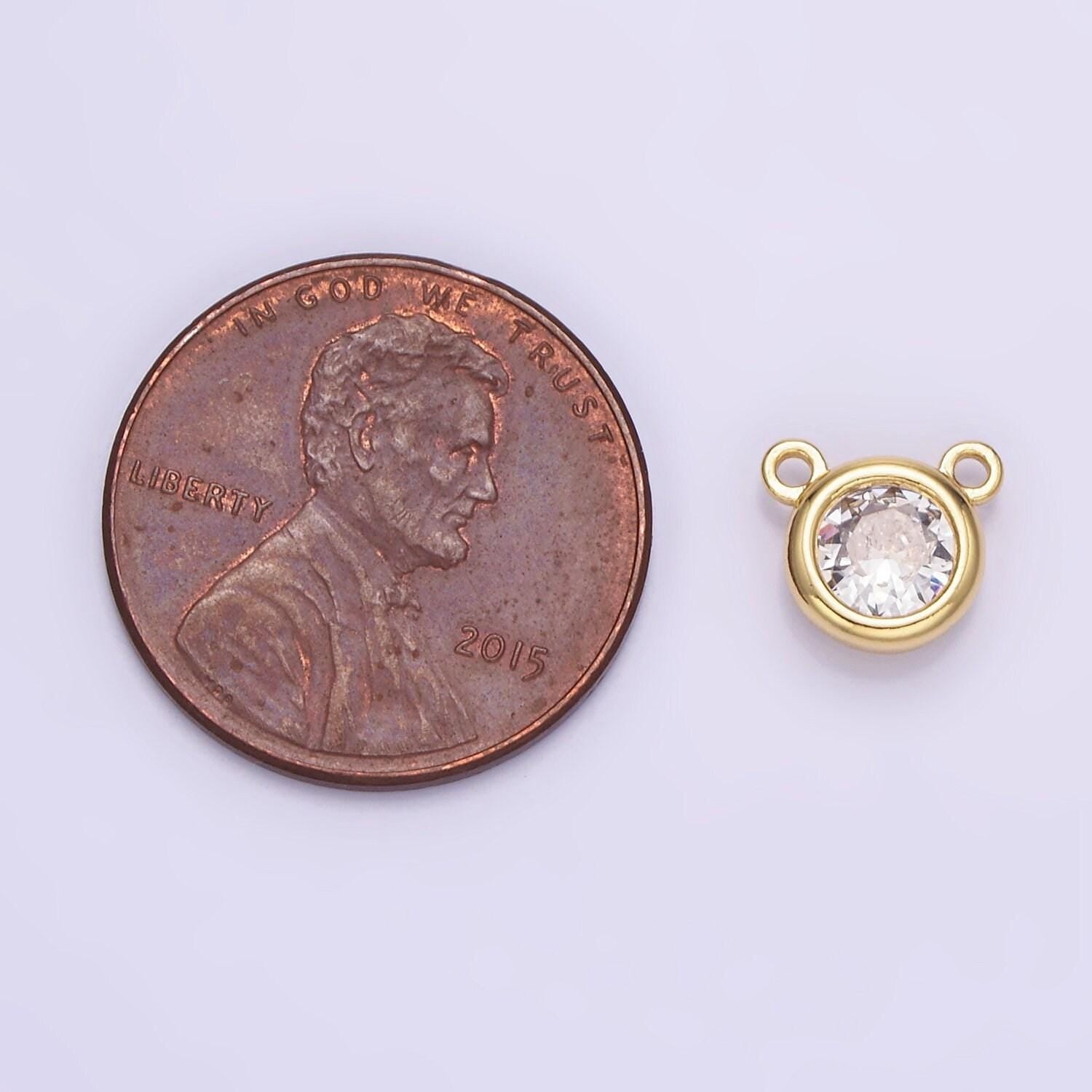 7mm cz link connector in gold filled, jewelry findings cubic zirconia link connector for bracelet necklace component g309